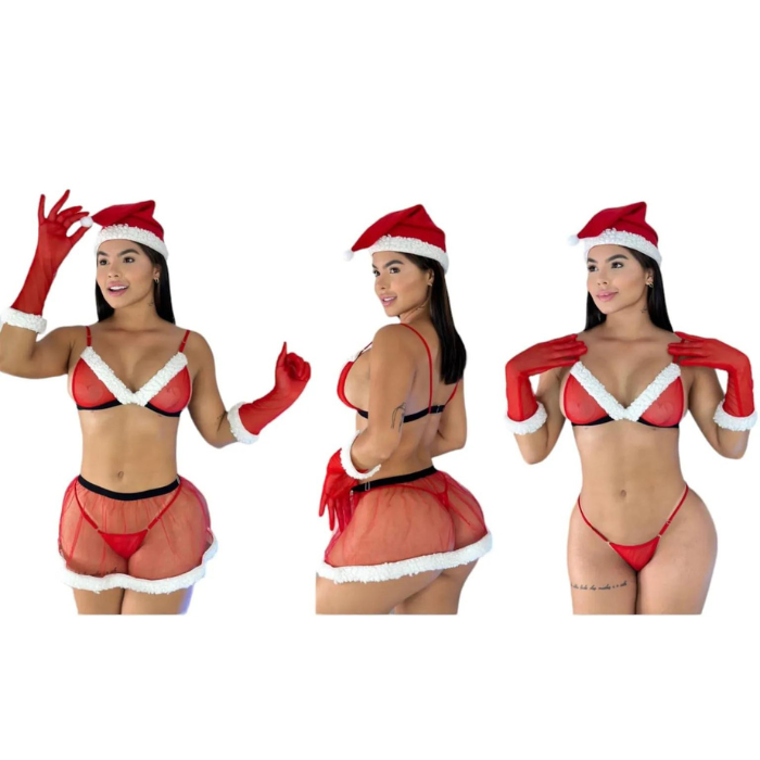 Disfraz Sexy De Mama Noel Lencería Conjunto Erotico Ropa Interior De Navidad
